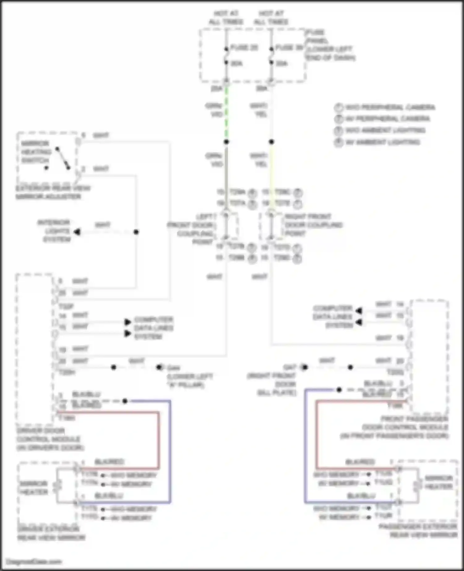 Wiring diagram w/o memory w/ memory for Volkswagen Tiguan II (2016-2020) (1 of 1)
