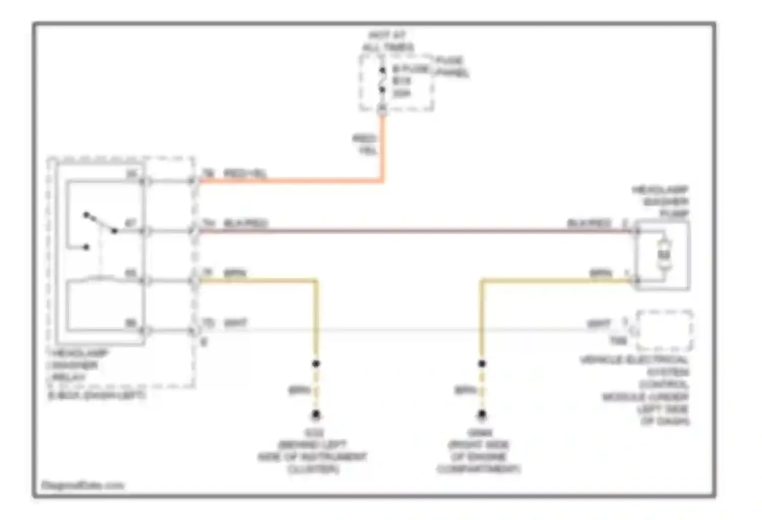 Touareg Volkswagen I facelift (2006-2010): Headlamp washer circuit