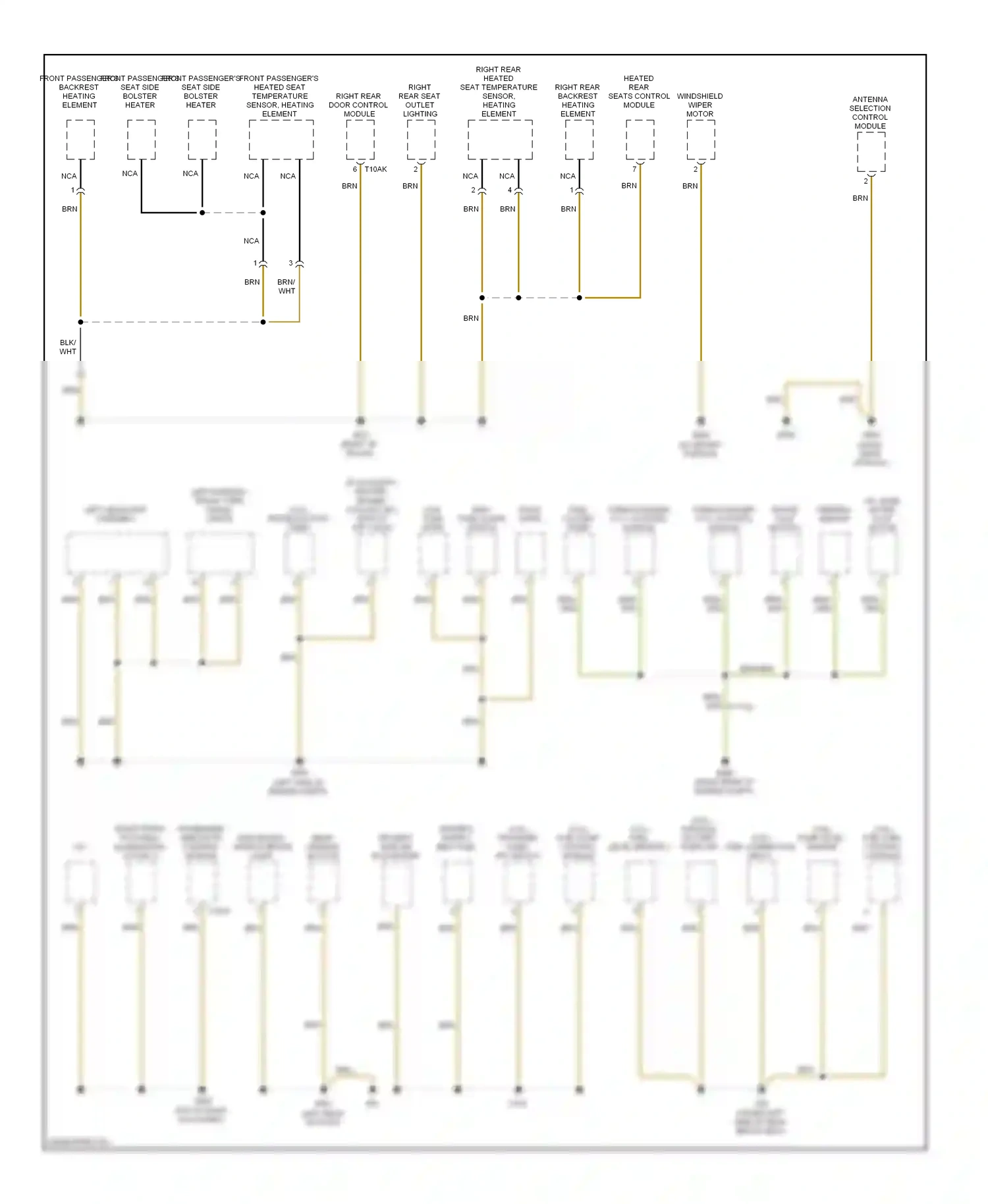 Wiring diagram front passenger's backrest heating element for Volkswagen Touareg I facelift (2006-2010) (1 of 2)