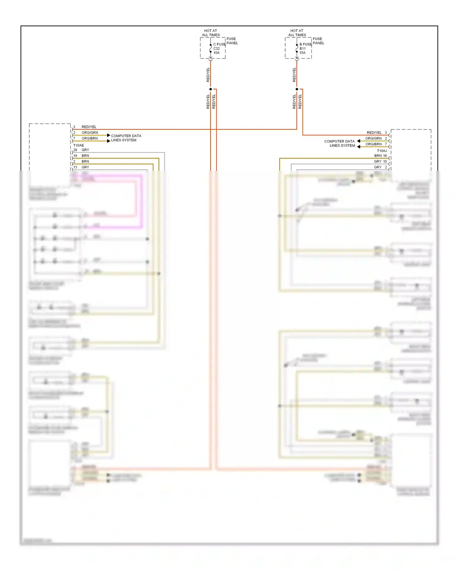 Wiring diagram front passenger's interior locking button for Volkswagen Touareg I facelift (2006-2010) (1 of 1)