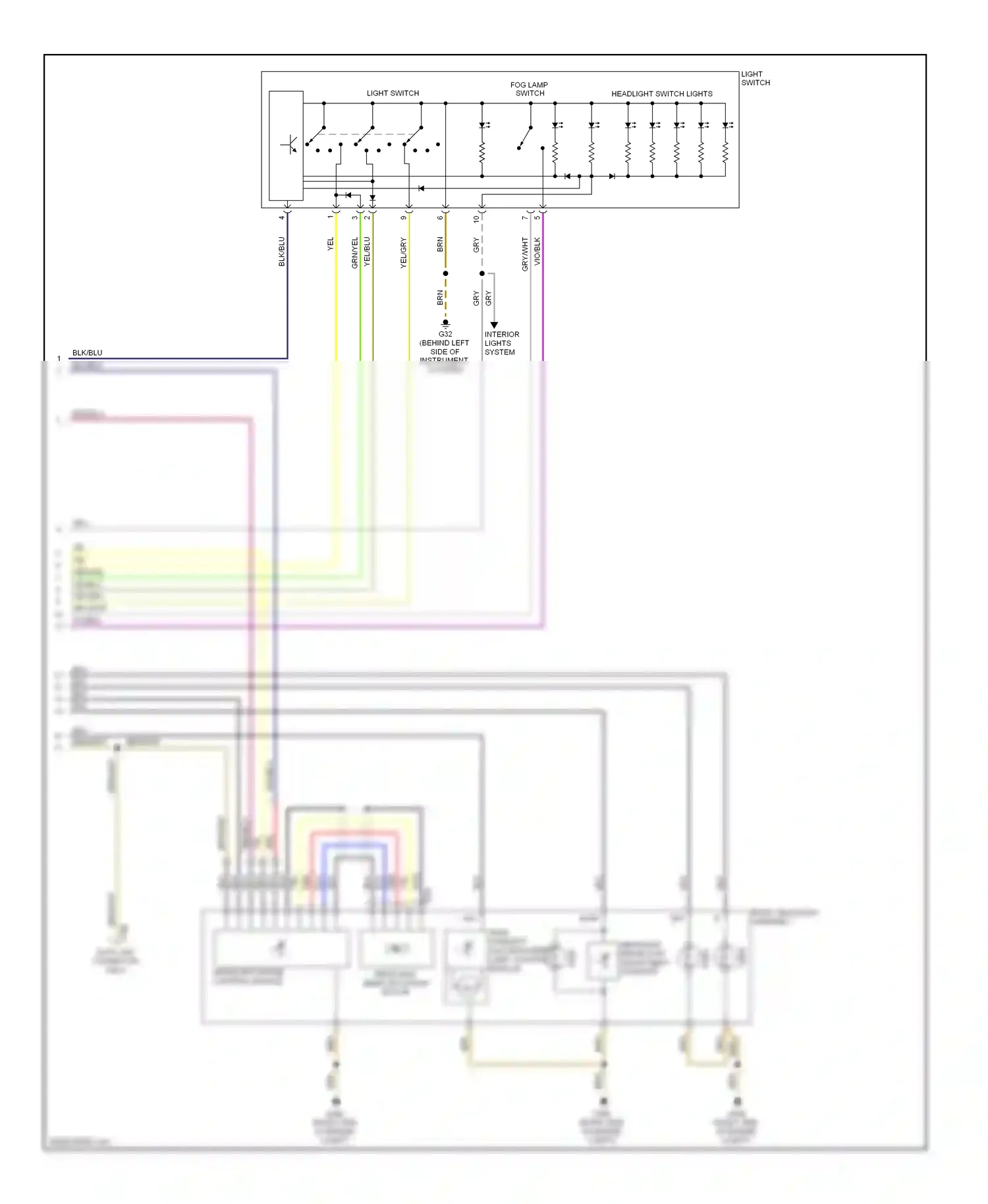 Wiring diagram headlight range control module for Volkswagen Touareg I facelift (2006-2010) (2 of 2)