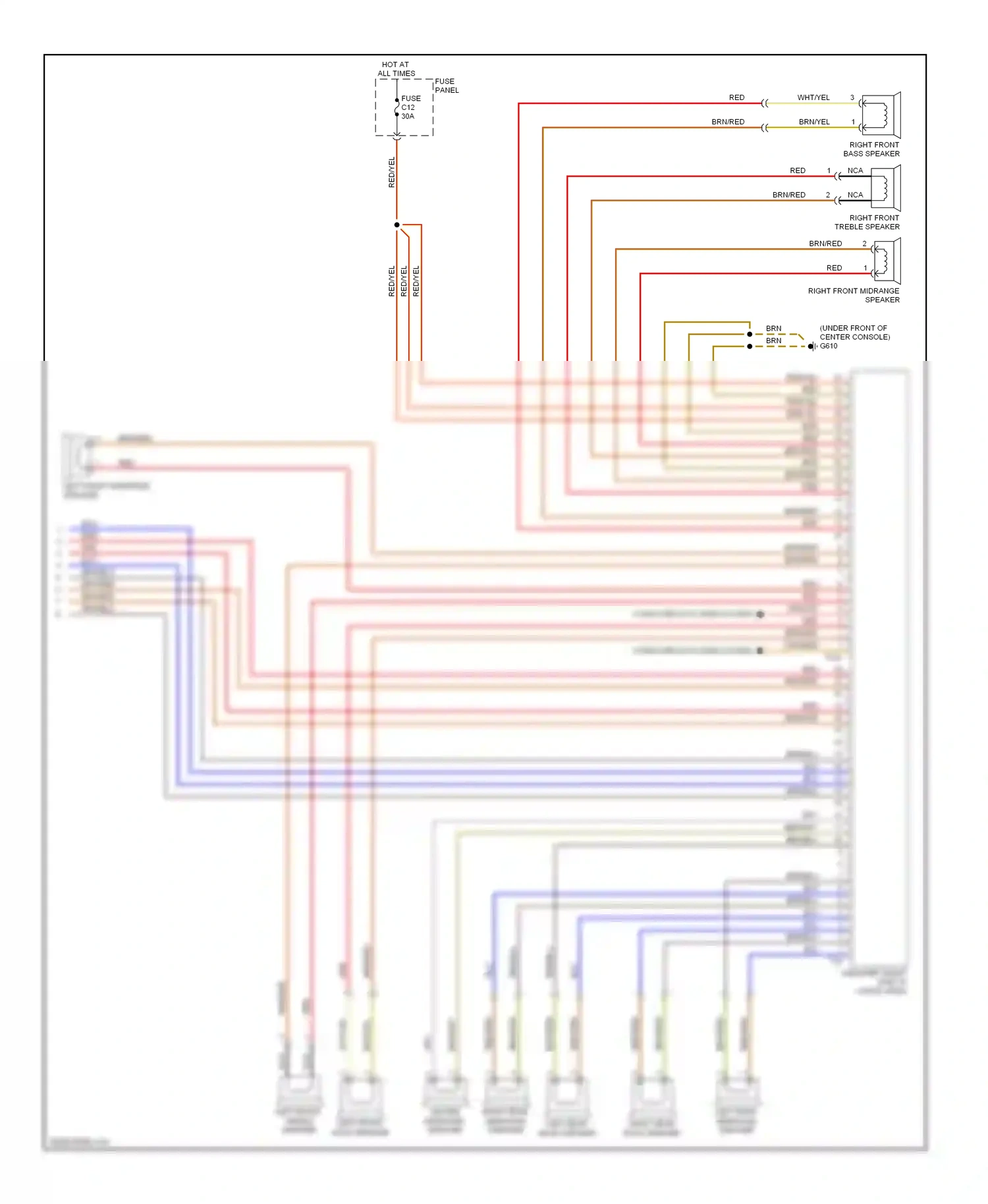 Wiring diagram left front midrange speaker for Volkswagen Touareg I facelift (2006-2010) (3 of 15)