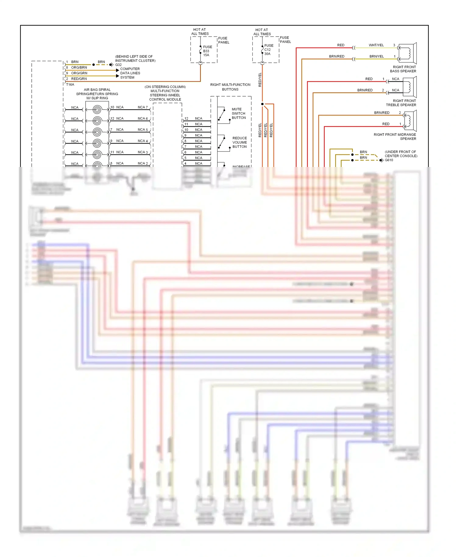 Wiring diagram left front midrange speaker for Volkswagen Touareg I facelift (2006-2010) (6 of 15)