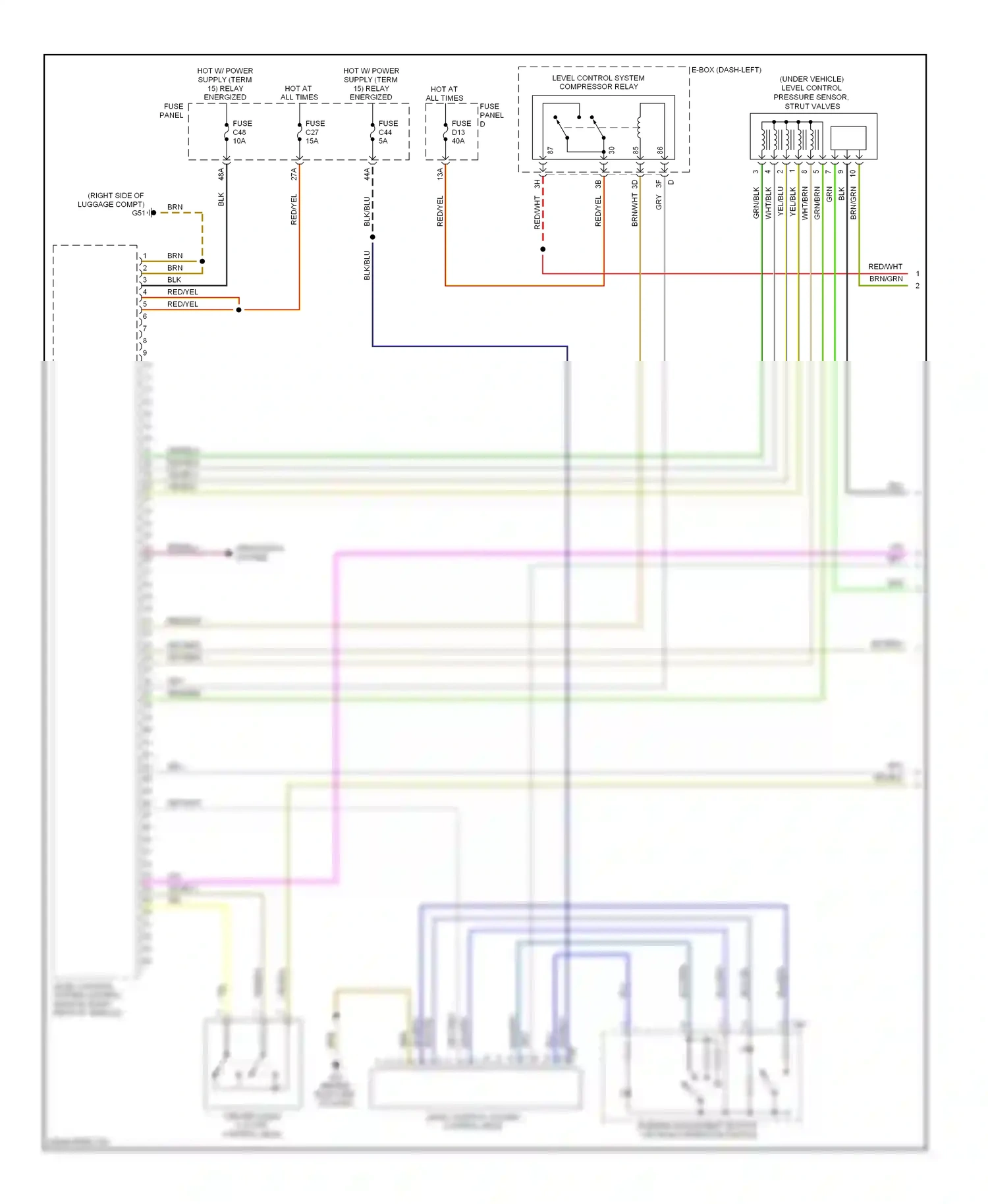 Wiring diagram level control system compressor relay for Volkswagen Touareg I facelift (2006-2010) (1 of 2)