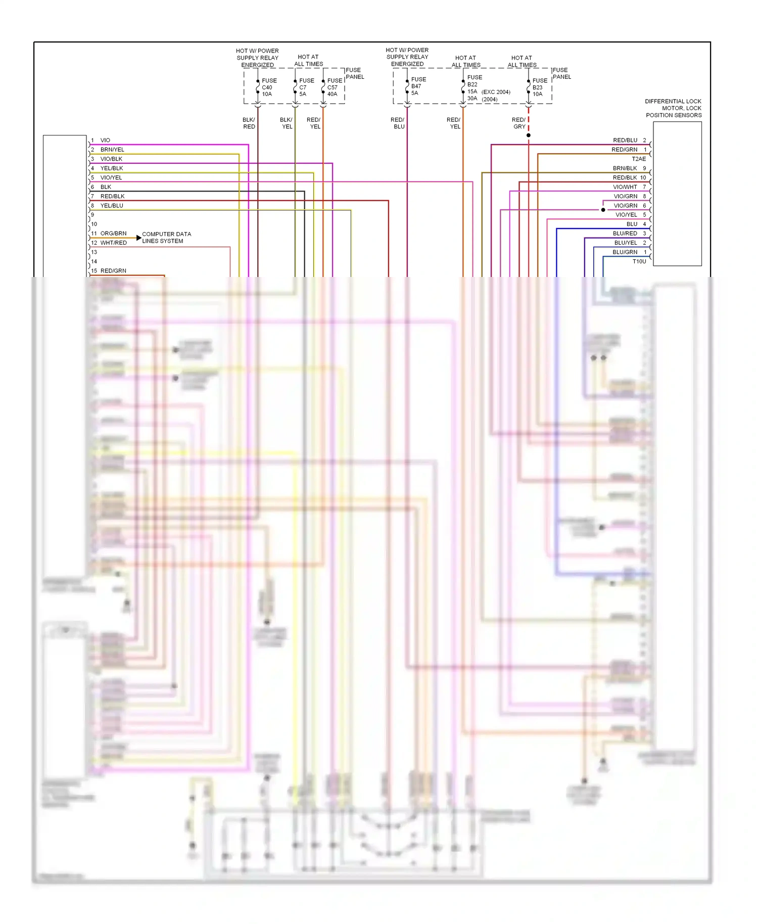 Wiring diagram differential lock control module for Volkswagen Touareg I (2002-2006) (2 of 6)