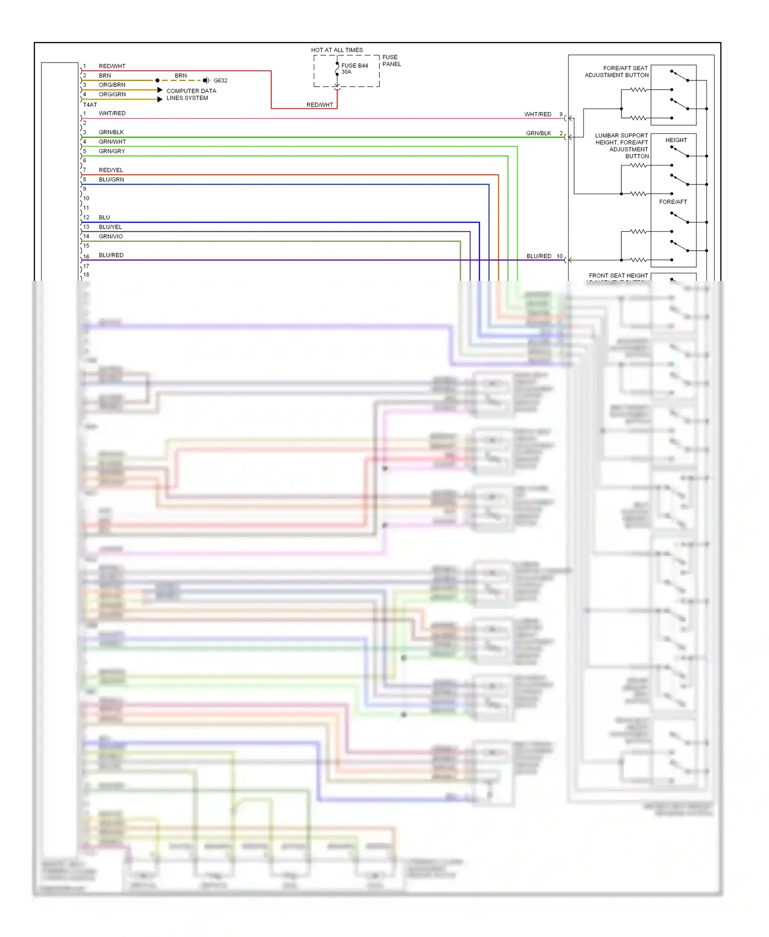 Wiring diagram driver's seat memory program control for Volkswagen Touareg I (2002-2006) (1 of 1)