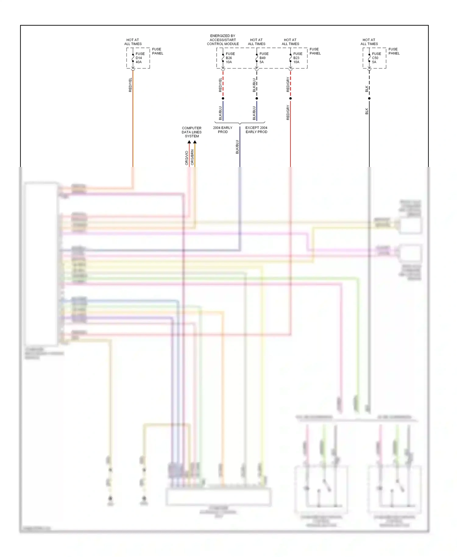 Wiring diagram energized by access/start control module for Volkswagen Touareg I (2002-2006) (1 of 1)