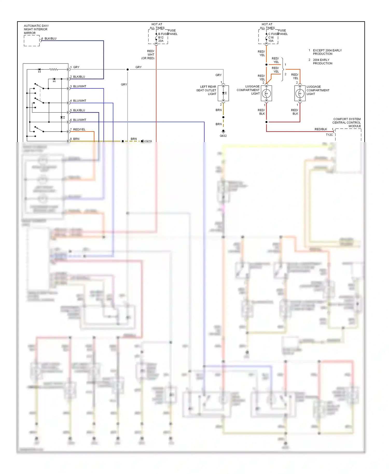 Wiring diagram interior light delay blocking diode for Volkswagen Touareg I (2002-2006) (1 of 1)