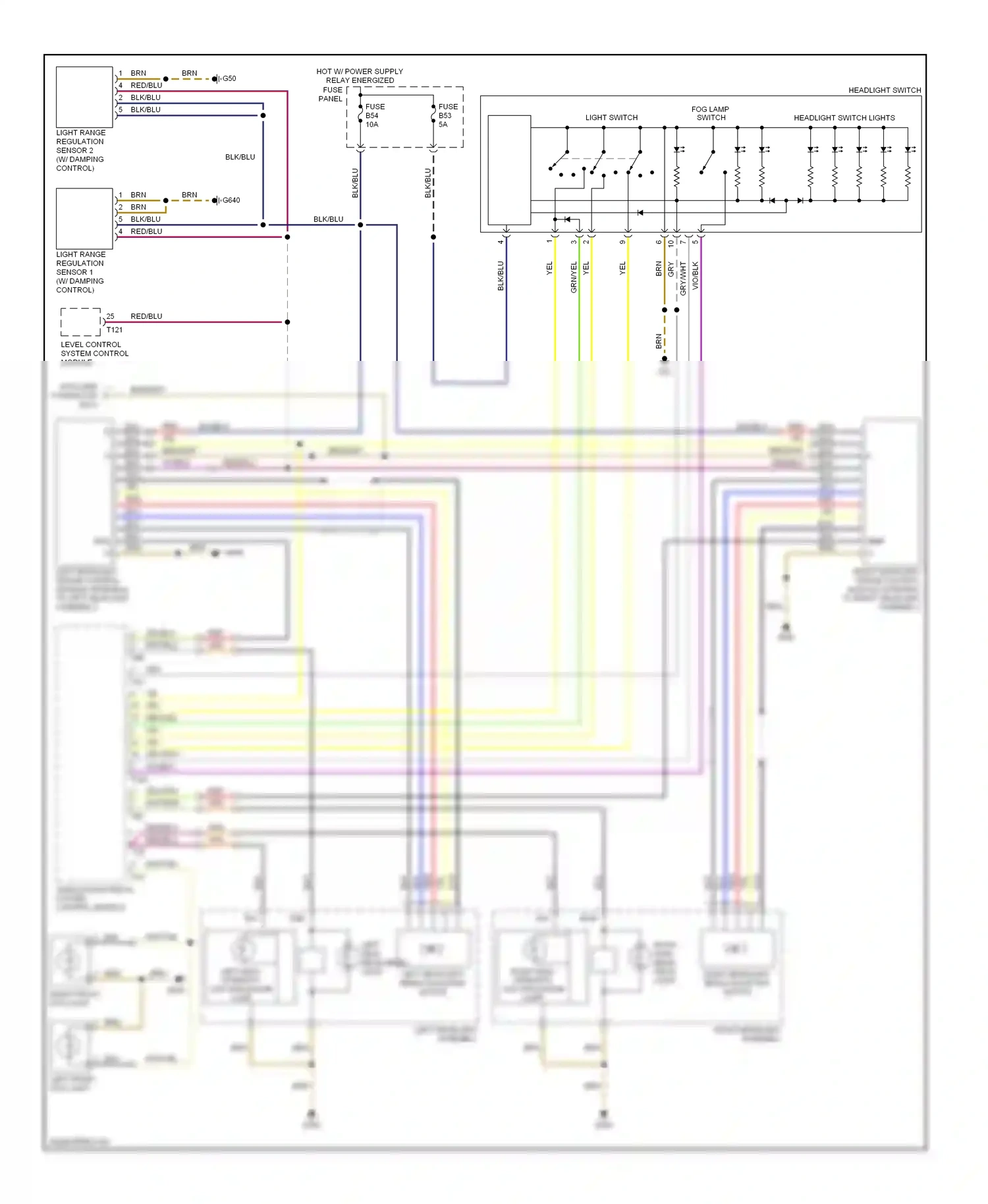 Wiring diagram level control system control module for Volkswagen Touareg I (2002-2006) (3 of 6)