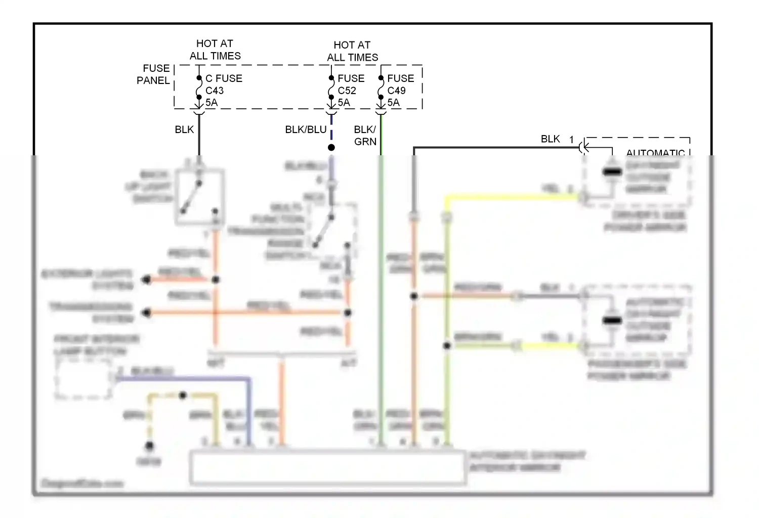 Wiring diagram multi-function transmission range switch for Volkswagen Touareg I (2002-2006) (2 of 2)