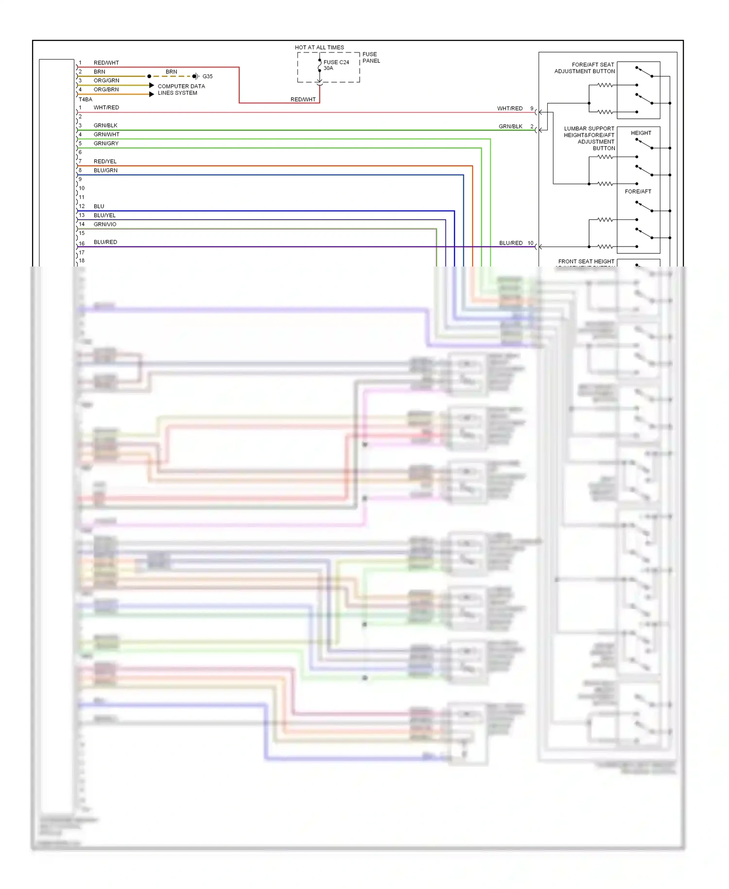 Wiring diagram passenger's seat memory program control for Volkswagen Touareg I (2002-2006) (1 of 1)