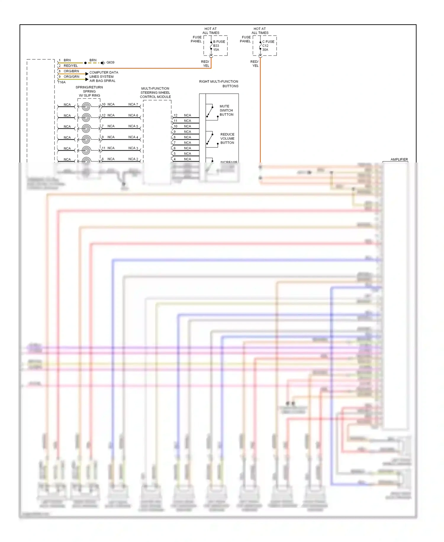 Wiring diagram right multi-function buttons for Volkswagen Touareg I (2002-2006) (1 of 2)