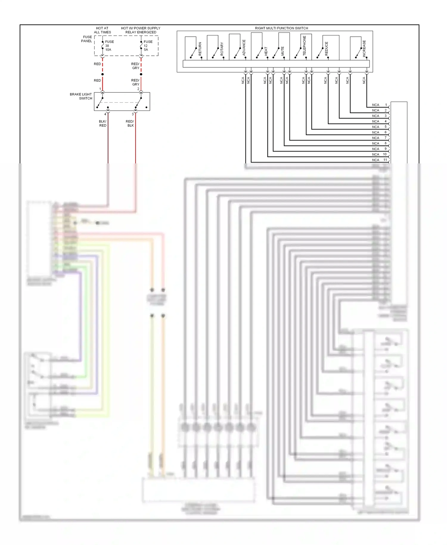 Wiring diagram right multi- function switch for Volkswagen Touareg I (2002-2006) (3 of 3)