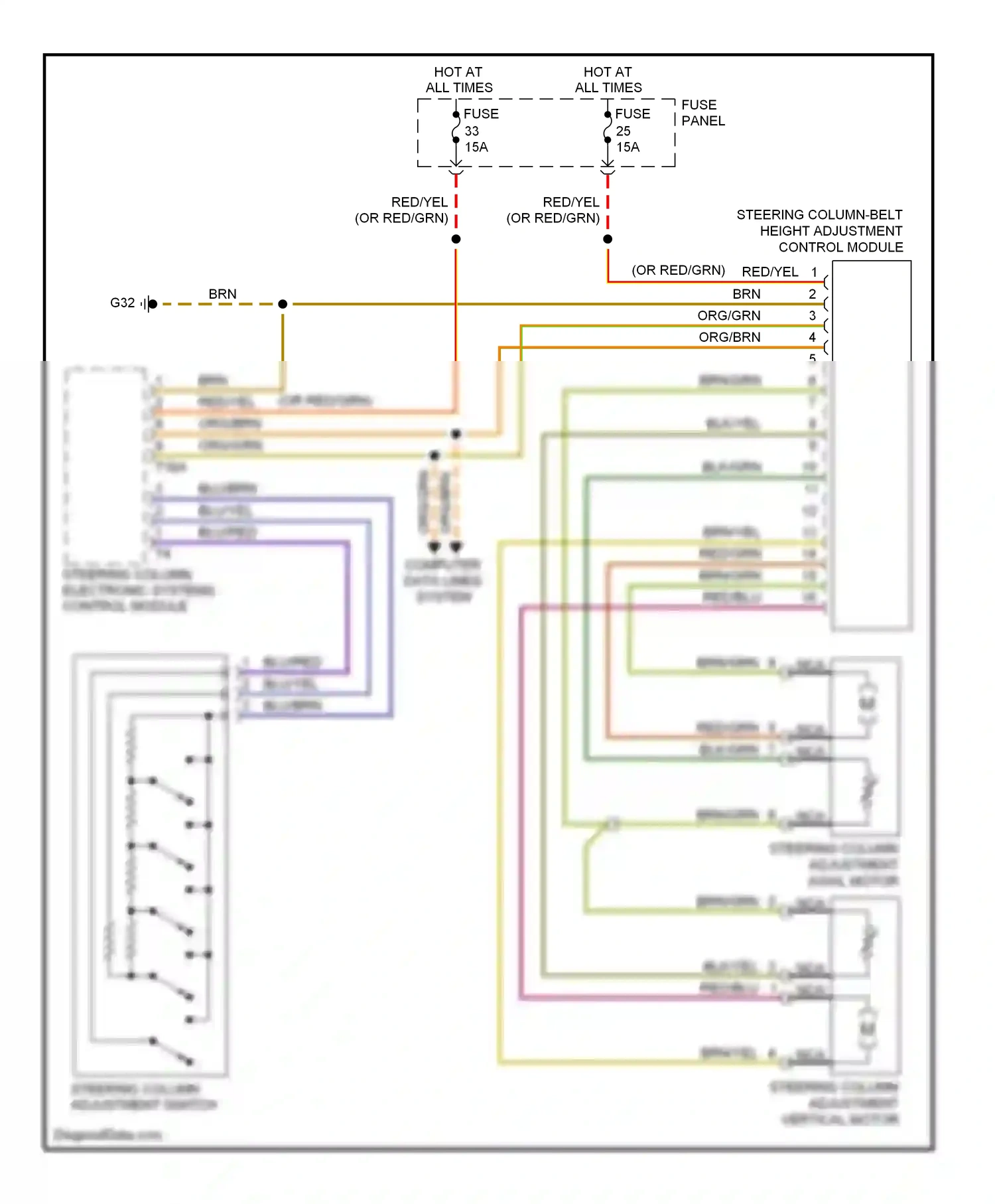 Wiring diagram steering column electronic systems control module for Volkswagen Touareg I (2002-2006) (10 of 16)
