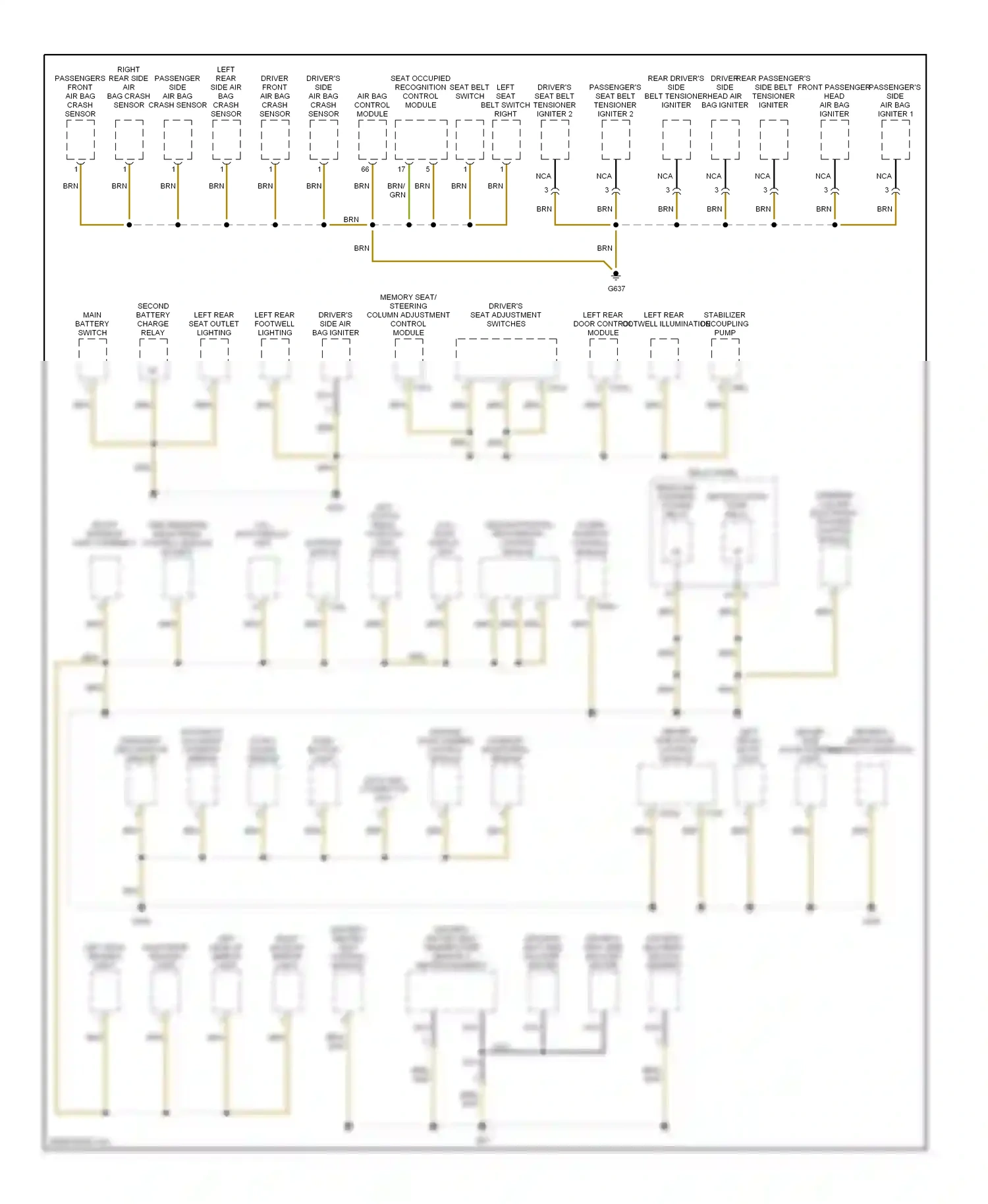 Wiring diagram steering column electronic systems control module for Volkswagen Touareg I (2002-2006) (7 of 16)