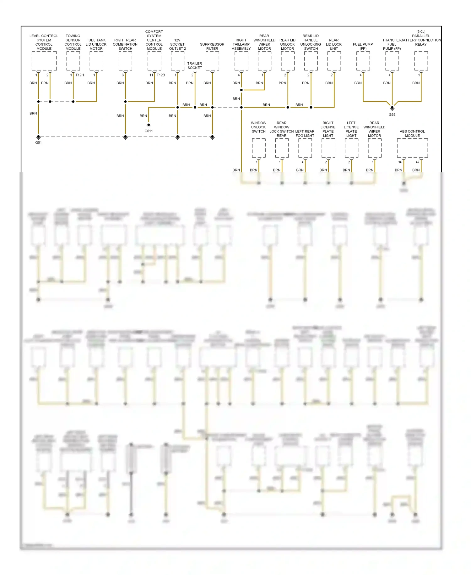 Wiring diagram towing sensor control module for Volkswagen Touareg I (2002-2006) (2 of 3)