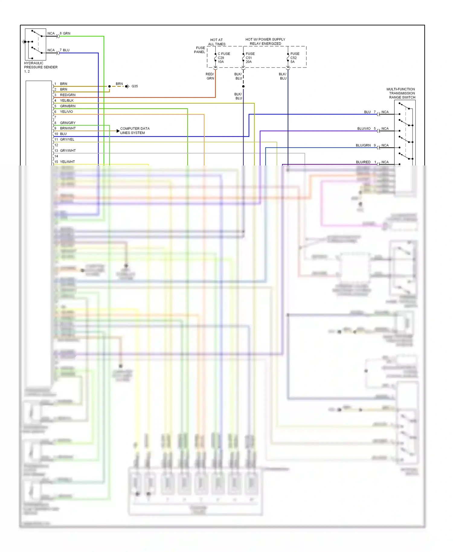 Wiring diagram w/ multi-function steering wheel for Volkswagen Touareg I (2002-2006) (1 of 1)