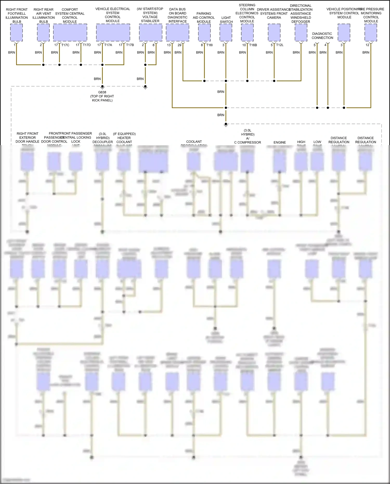 Wiring diagram a/c compressor control module for Volkswagen Touareg II (2010-2014) (1 of 2)