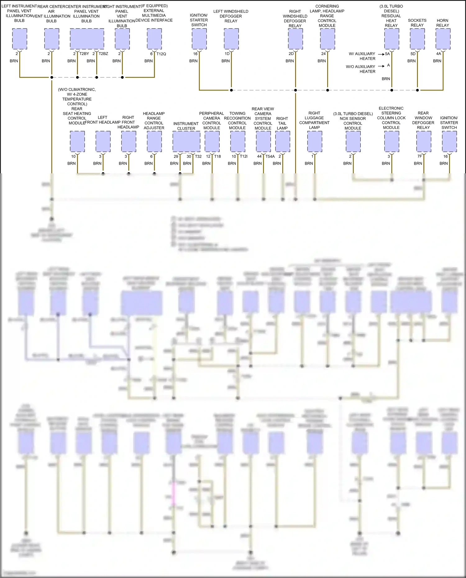 Wiring diagram backrest release control module for Volkswagen Touareg II (2010-2014) (1 of 2)