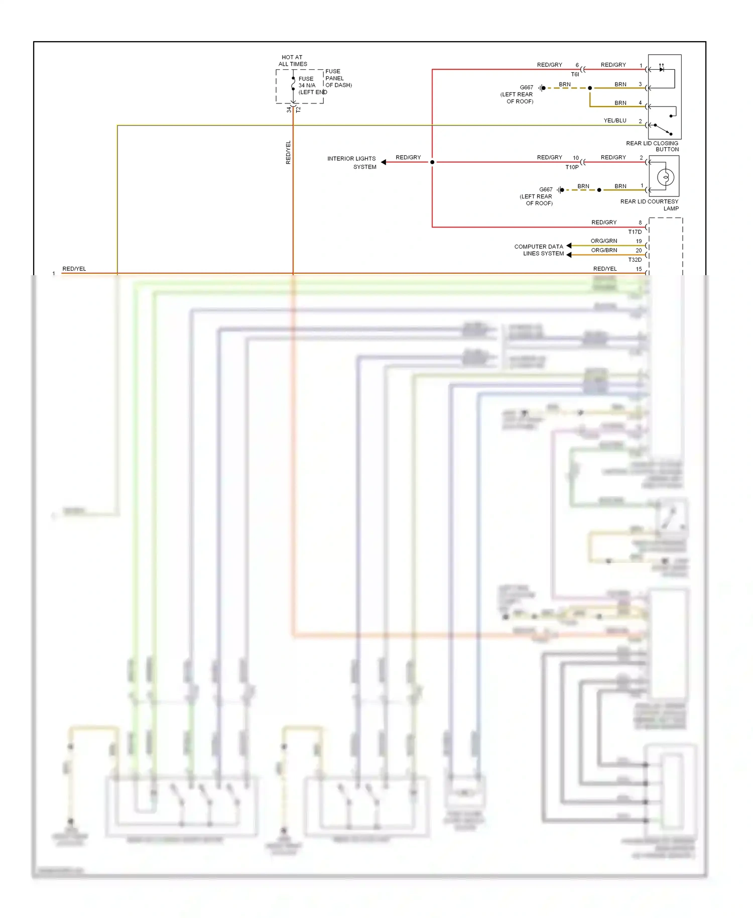 Wiring diagram comfort system central control module (under left for Volkswagen Touareg II (2010-2014) (3 of 3)