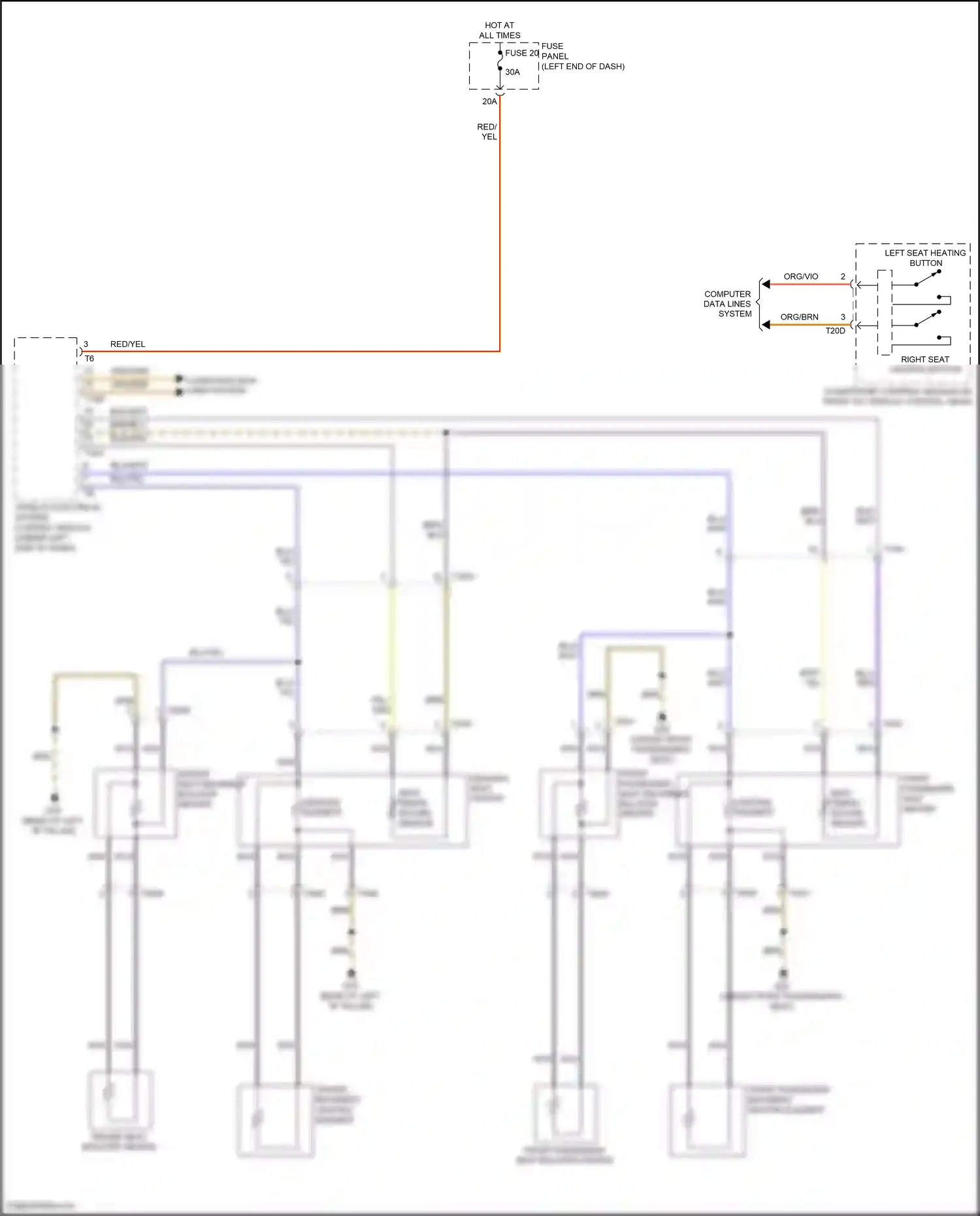 Wiring diagram driver backrest heating element for Volkswagen Touareg II (2010-2014) (4 of 5)