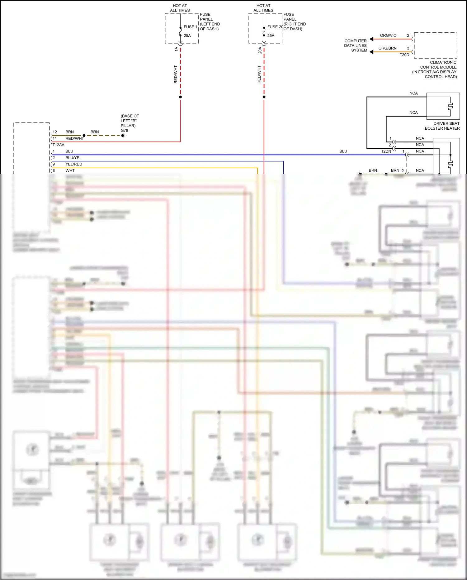 Wiring diagram driver backrest heating element for Volkswagen Touareg II (2010-2014) (3 of 5)