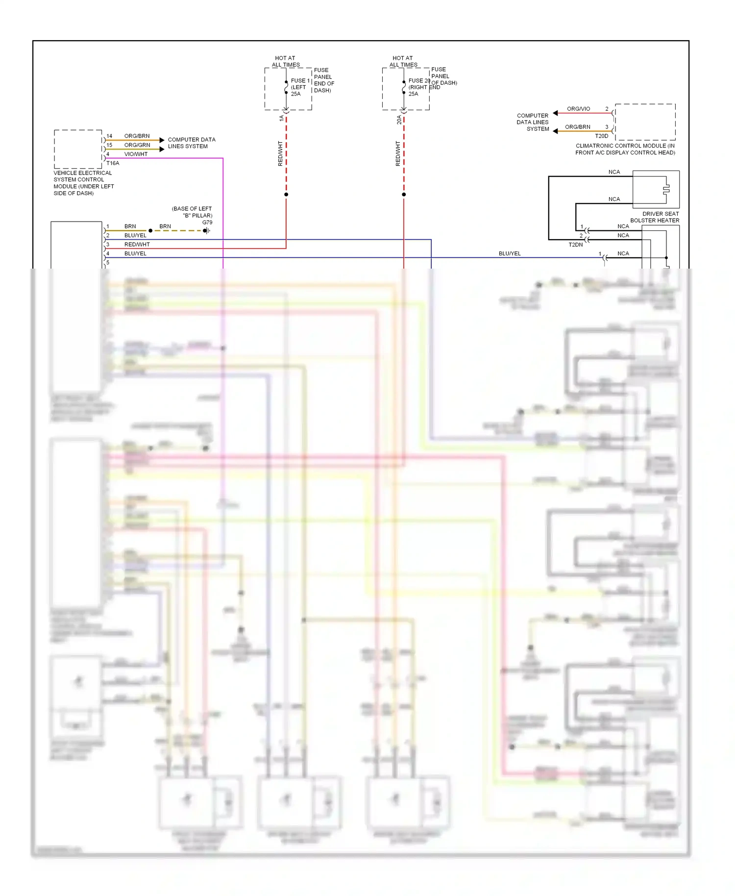 Wiring diagram front passenger backrest heating element for Volkswagen Touareg II (2010-2014) (1 of 4)