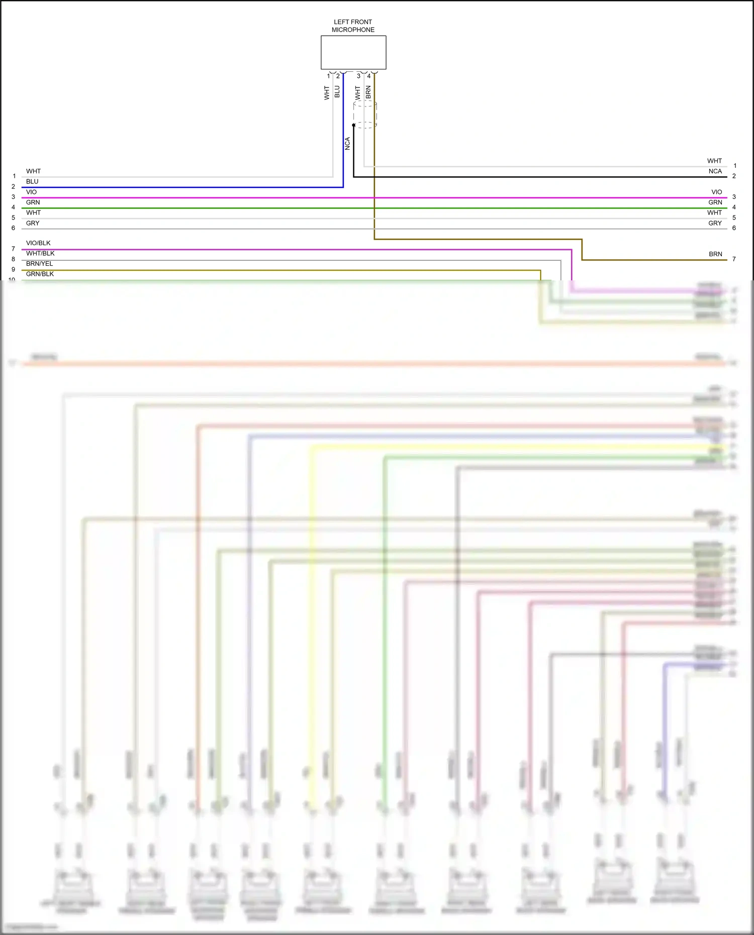 Wiring diagram left front microphone for Volkswagen Touareg II (2010-2014) (1 of 10)