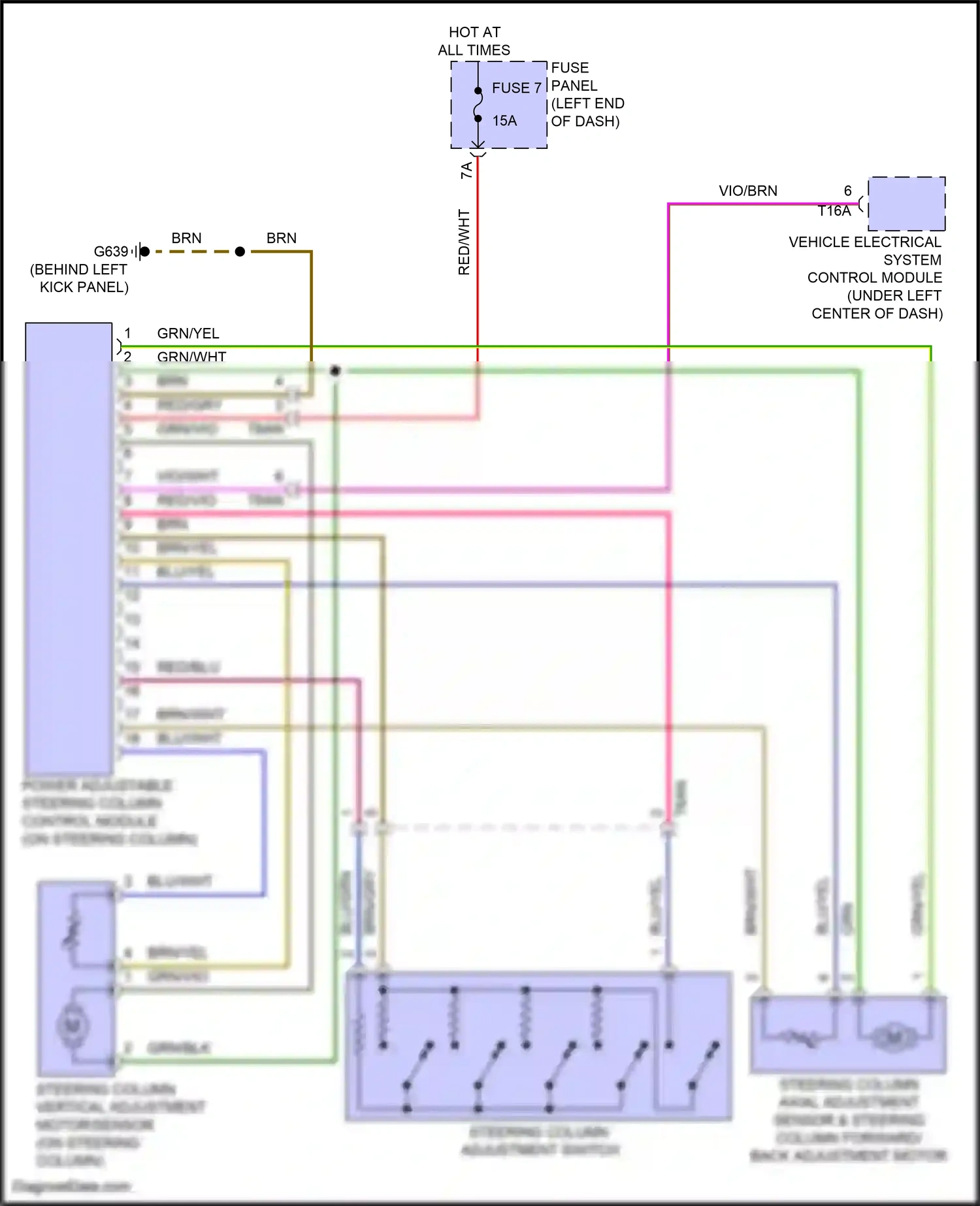 Wiring diagram power adjustable steering column control module for Volkswagen Touareg II (2010-2014) (2 of 2)