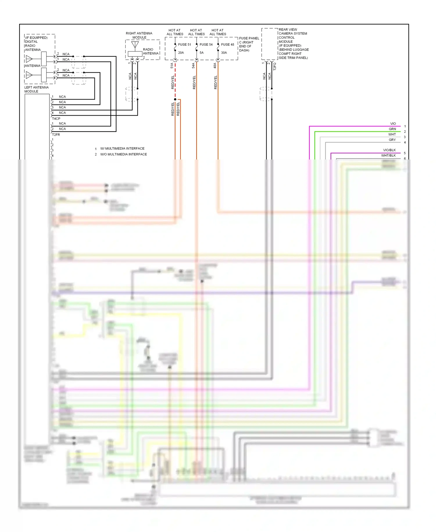 Wiring diagram w/ multimedia interface w/o multimedia interface for Volkswagen Touareg II (2010-2014) (1 of 4)