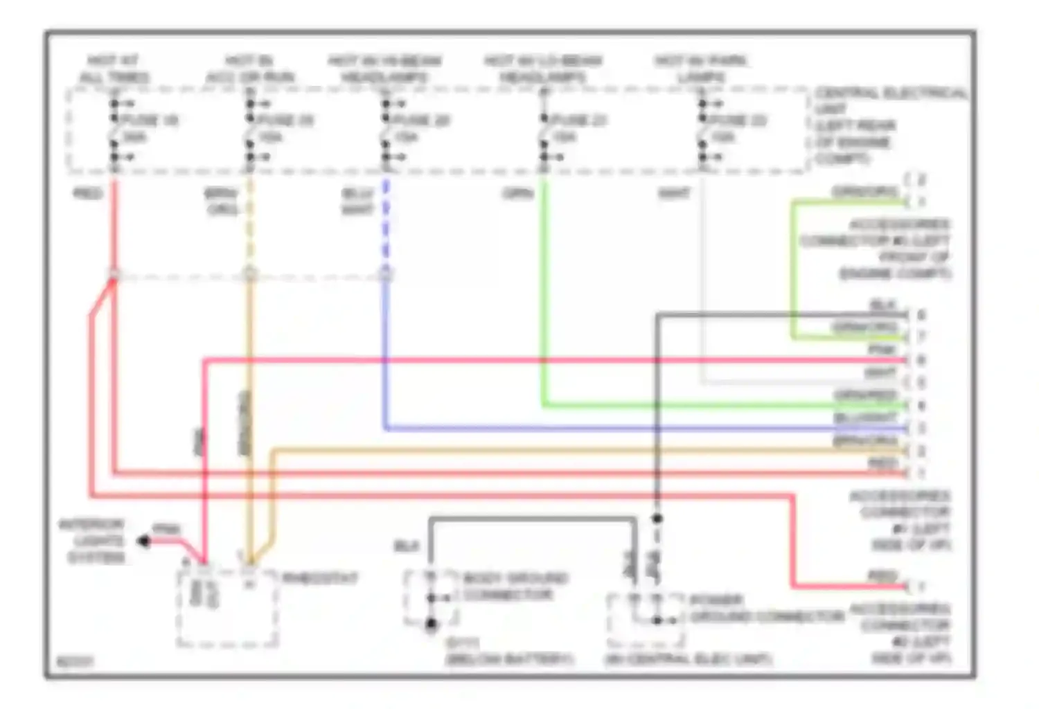 850 Volvo I (1991-1997): Accessories connector circuit, early production