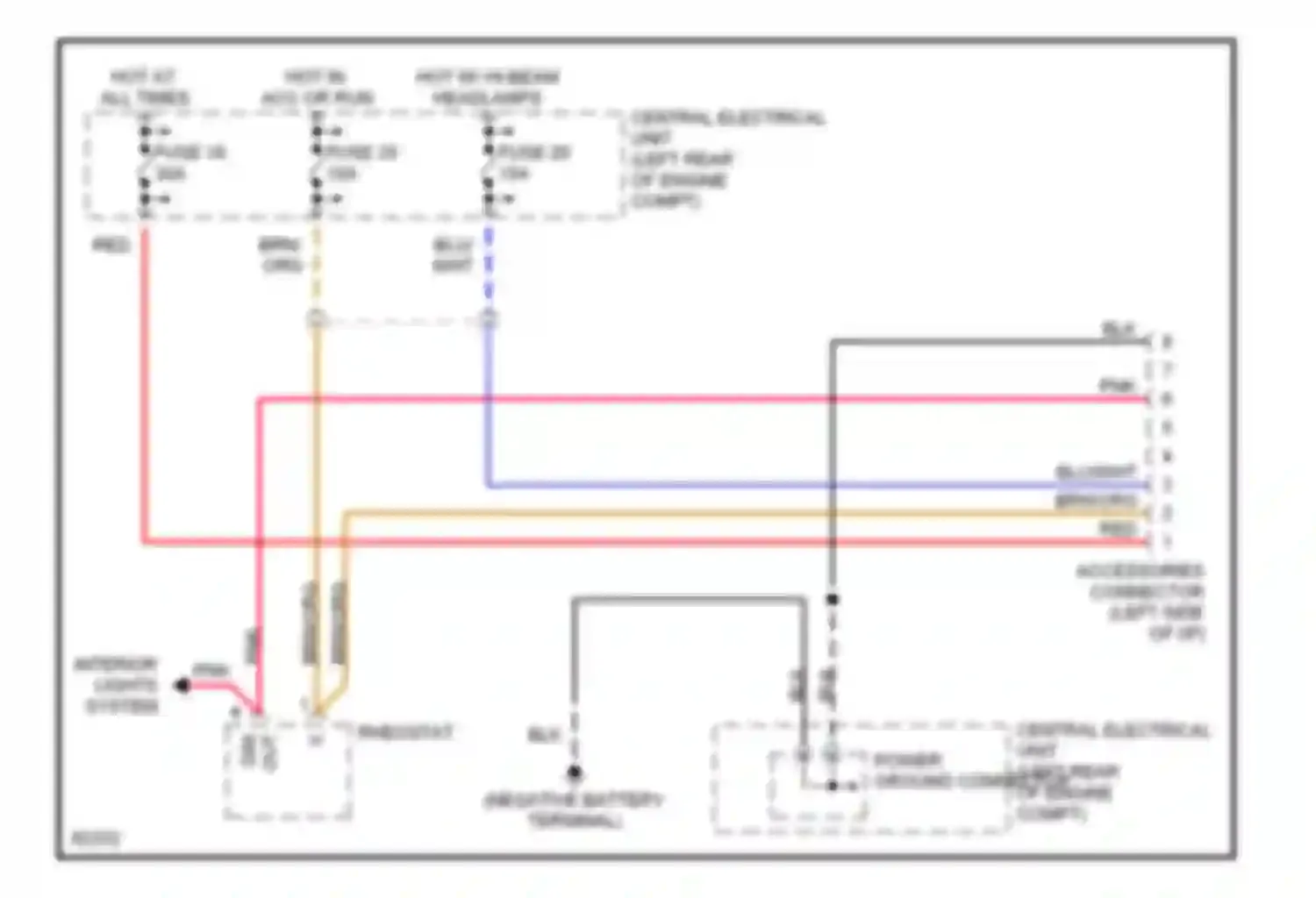 850 Volvo I (1991-1997): Accessories connector circuit, late production