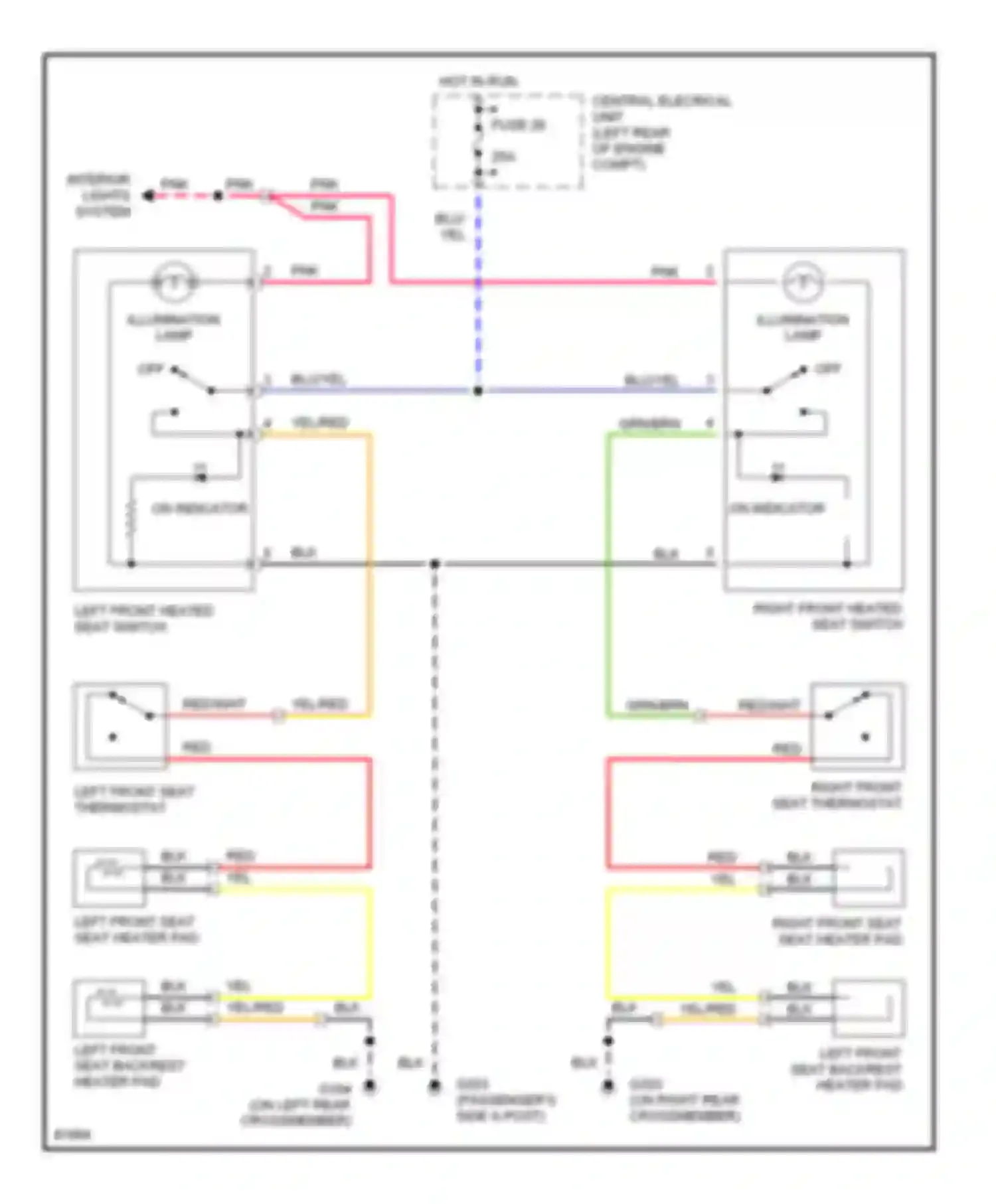 850 Volvo I (1991-1997): Front seat heater circuit