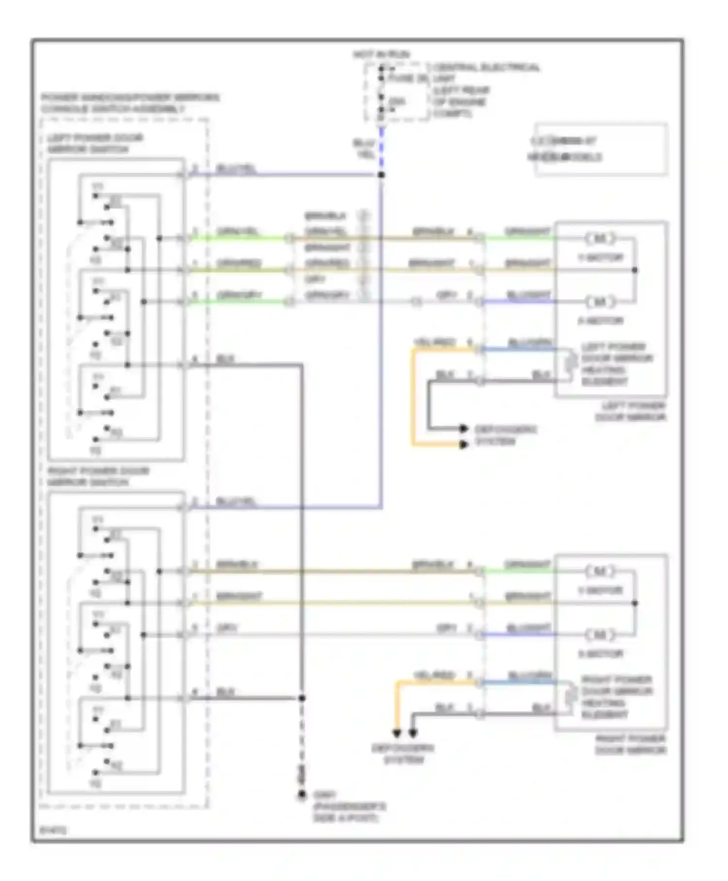 Wiring diagram left power door mirror heating element for Volvo 850 I (1991-1997) (1 of 1)