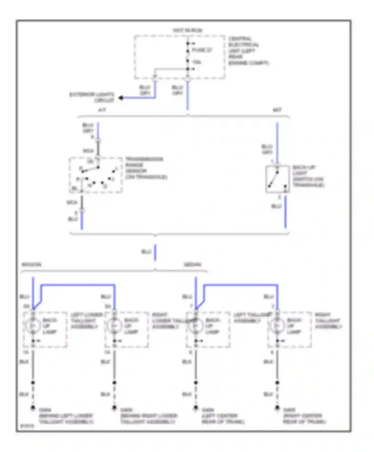 Wiring diagram right taillight assembly back- up lamp for Volvo 850 I (1991-1997) (1 of 2)