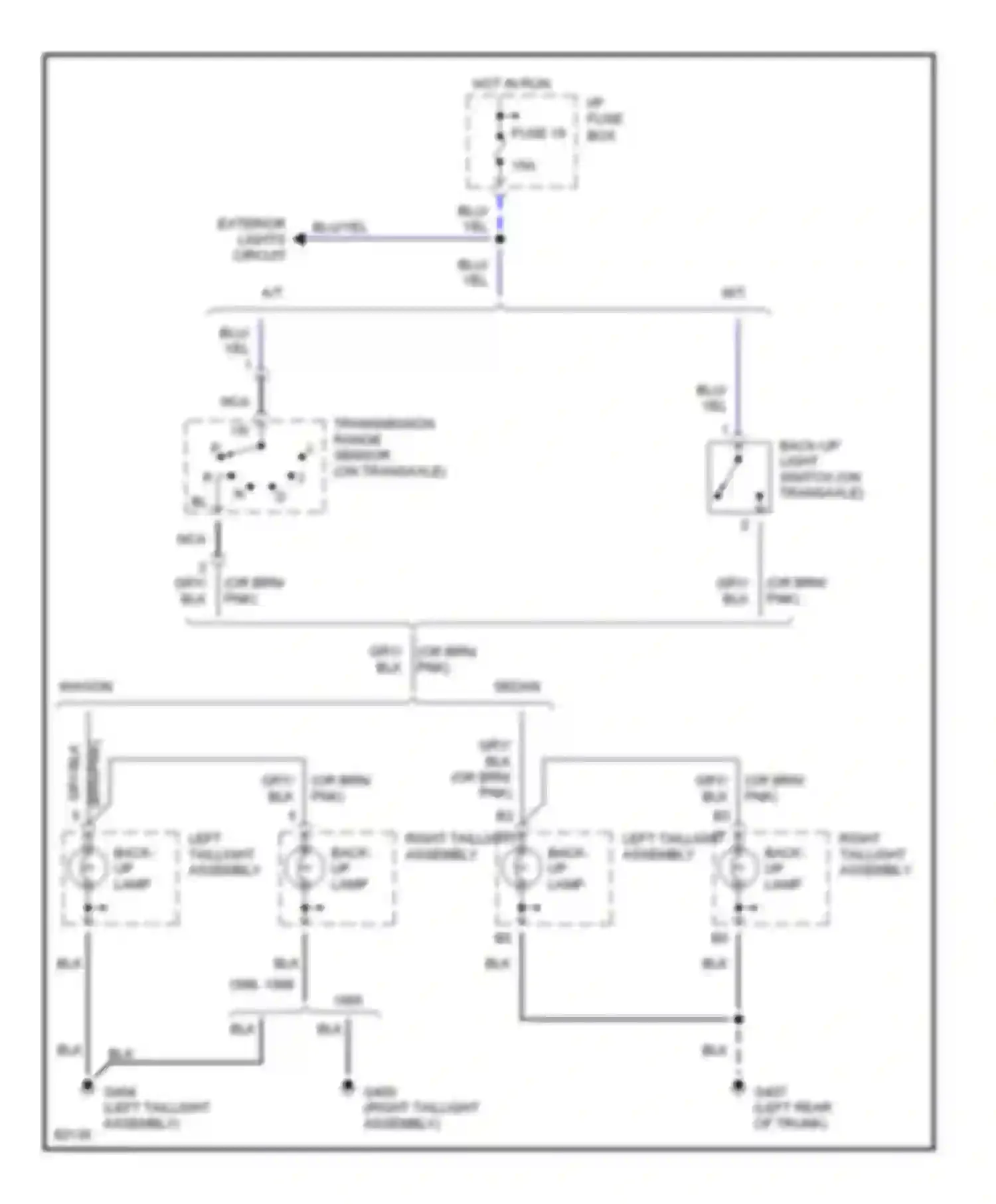 960 Volvo I facelift (1994-1997): Backup lamps circuit, sedan & wagon