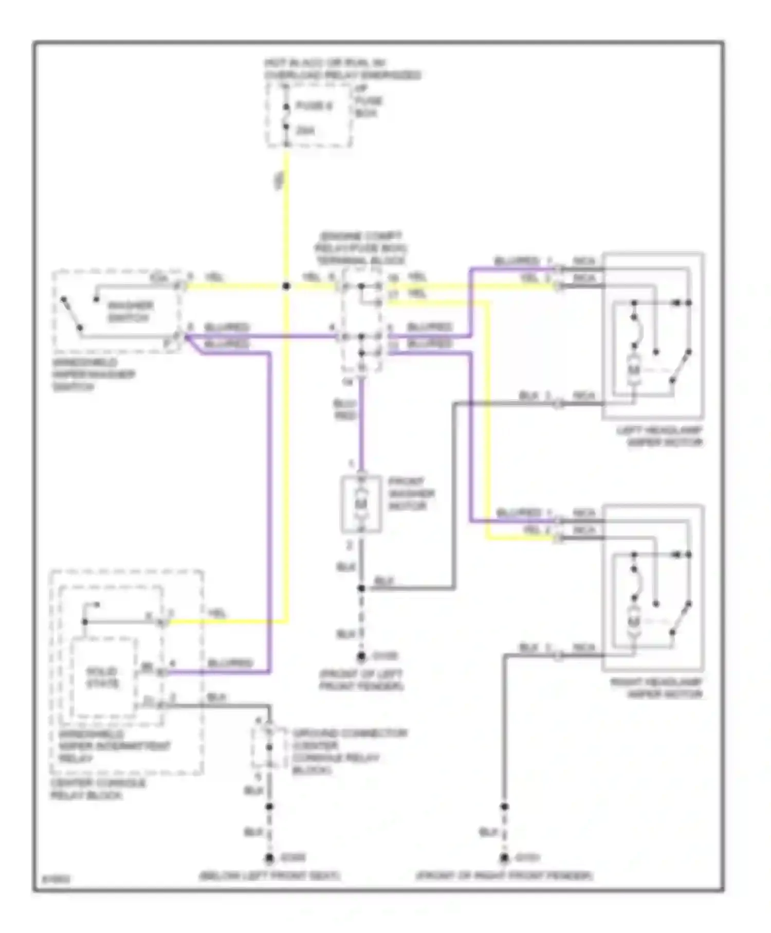 Wiring diagram hot in acc or run, w/  overload relay energized for Volvo 960 I facelift (1994-1997) (2 of 5)