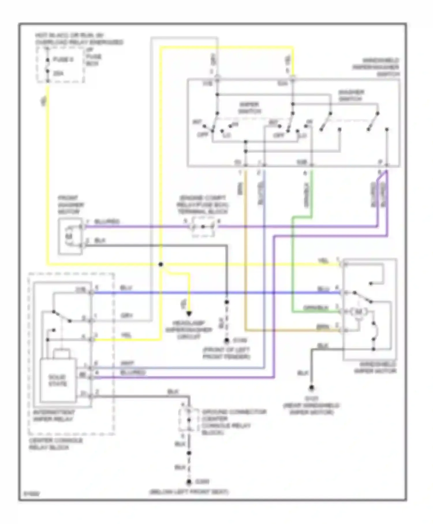 Wiring diagram hot in acc or run, w/  overload relay energized for Volvo 960 I facelift (1994-1997) (1 of 5)