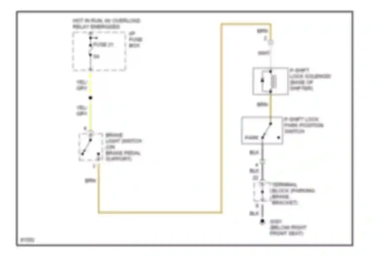 Wiring diagram hot in run w/ overload relay energized for Volvo 960 I facelift (1994-1997) (11 of 12)