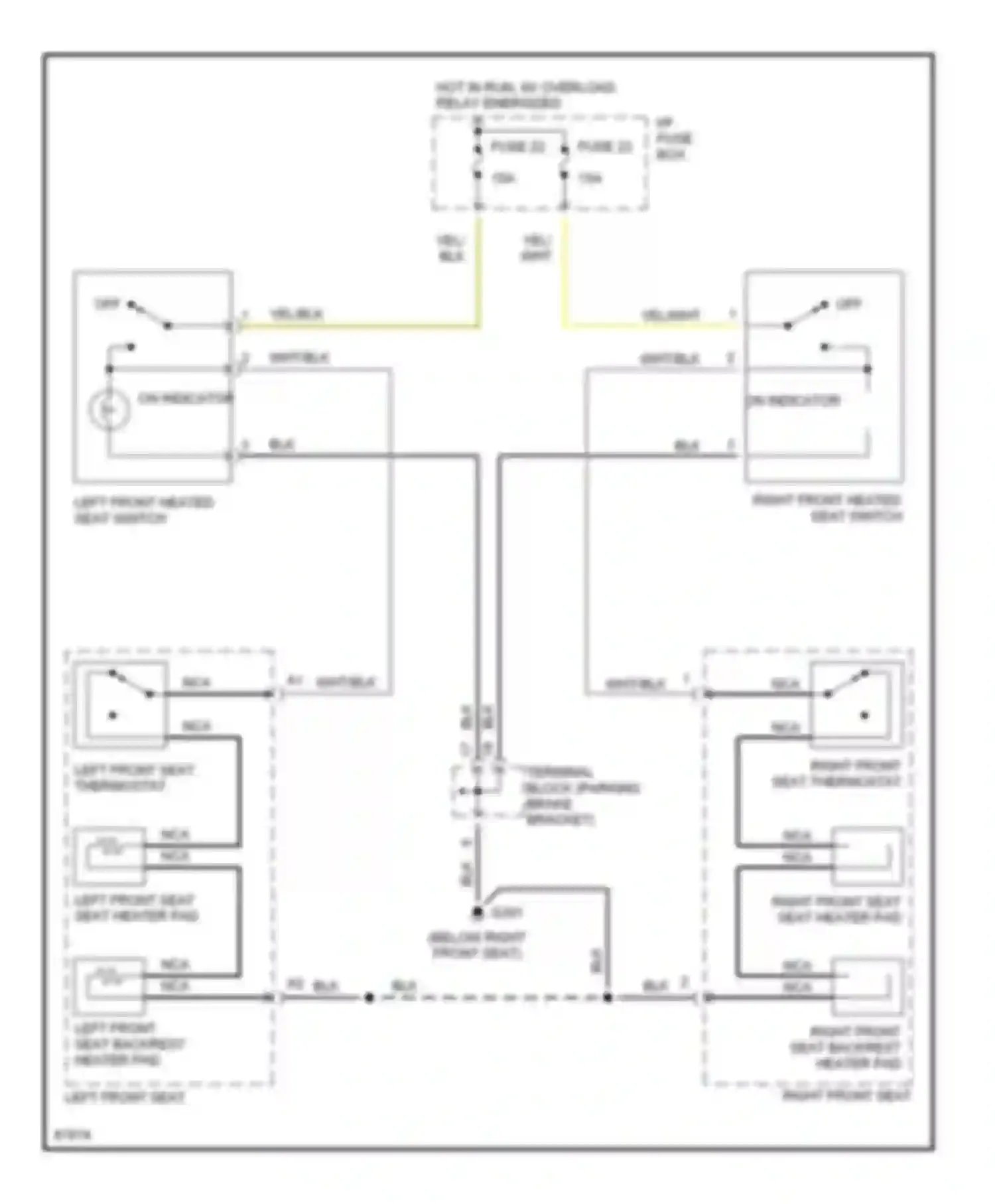 Wiring diagram hot in run w/ overload relay energized for Volvo 960 I facelift (1994-1997) (7 of 12)