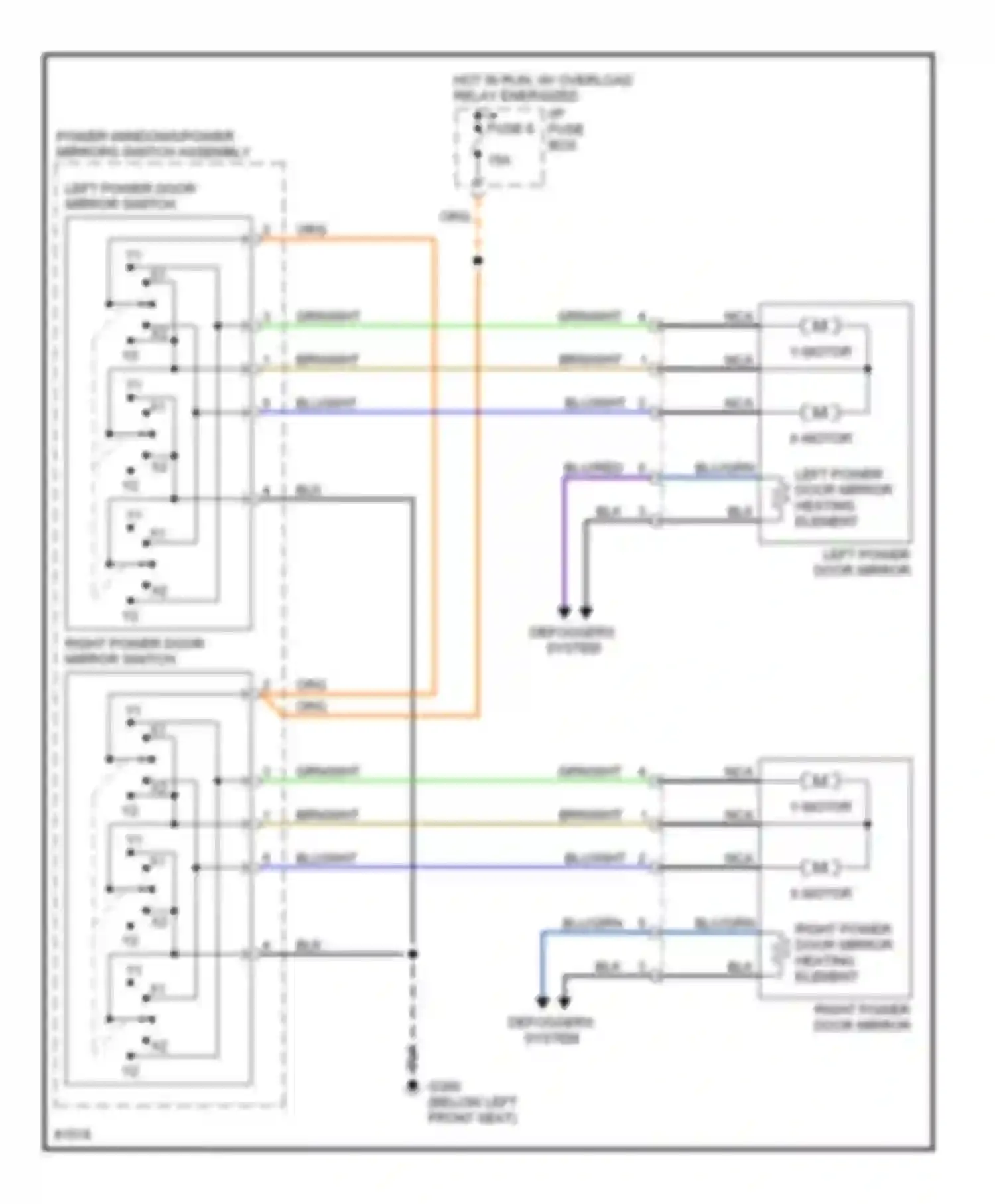 Wiring diagram hot in run w/ overload relay energized for Volvo 960 I facelift (1994-1997) (9 of 12)