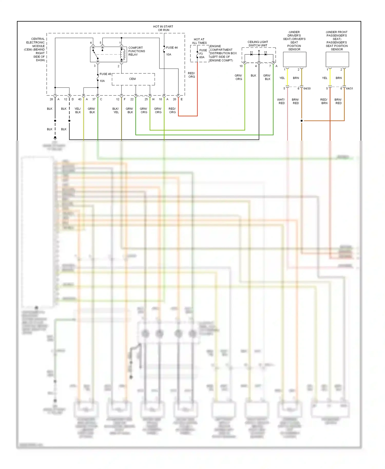 Volvo C30 I facelift (2010-2013) ceiling light switch unit wiring diagram  (4 of 5)