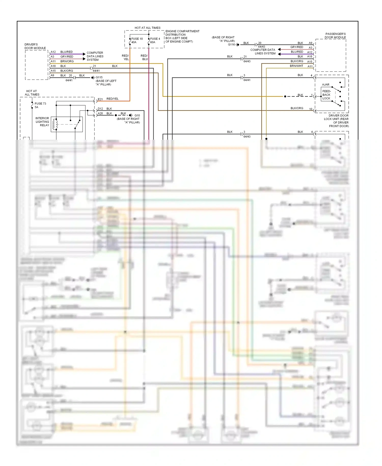 Volvo C30 I facelift (2010-2013) ceiling light switch unit wiring diagram  (1 of 5)