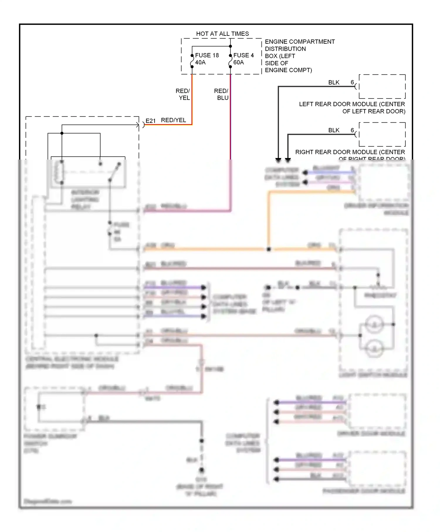 Volvo C30 I facelift (2010-2013) light switch module wiring diagram  (2 of 2)