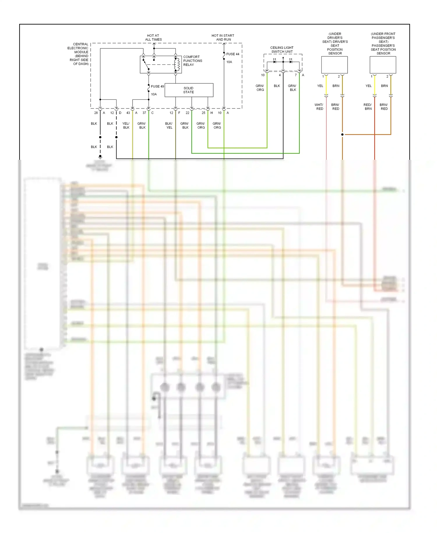 Volvo C30 I (2006-2010) ceiling light switch unit wiring diagram  (5 of 6)