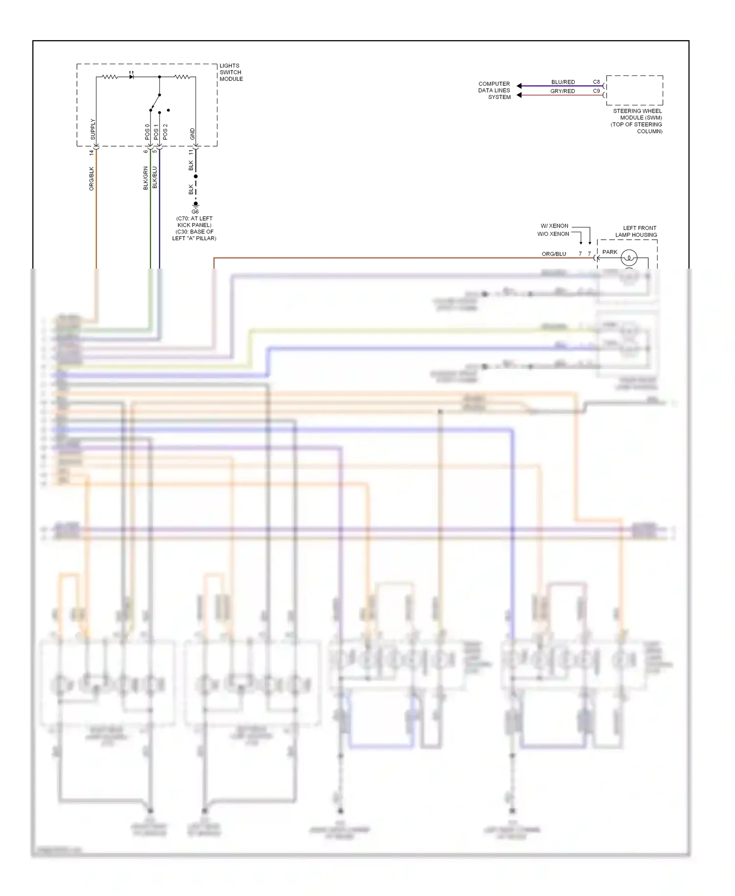 Volvo C30 I (2006-2010) lights switch module wiring diagram  (1 of 2)