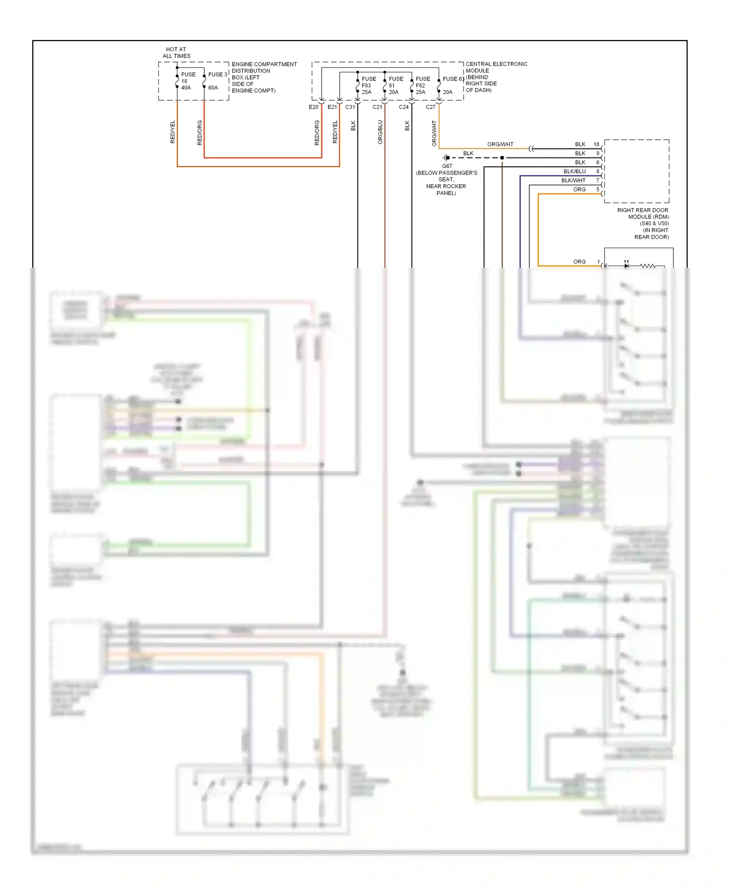Volvo C30 I (2006-2010) window control switch wiring diagram  (1 of 1)