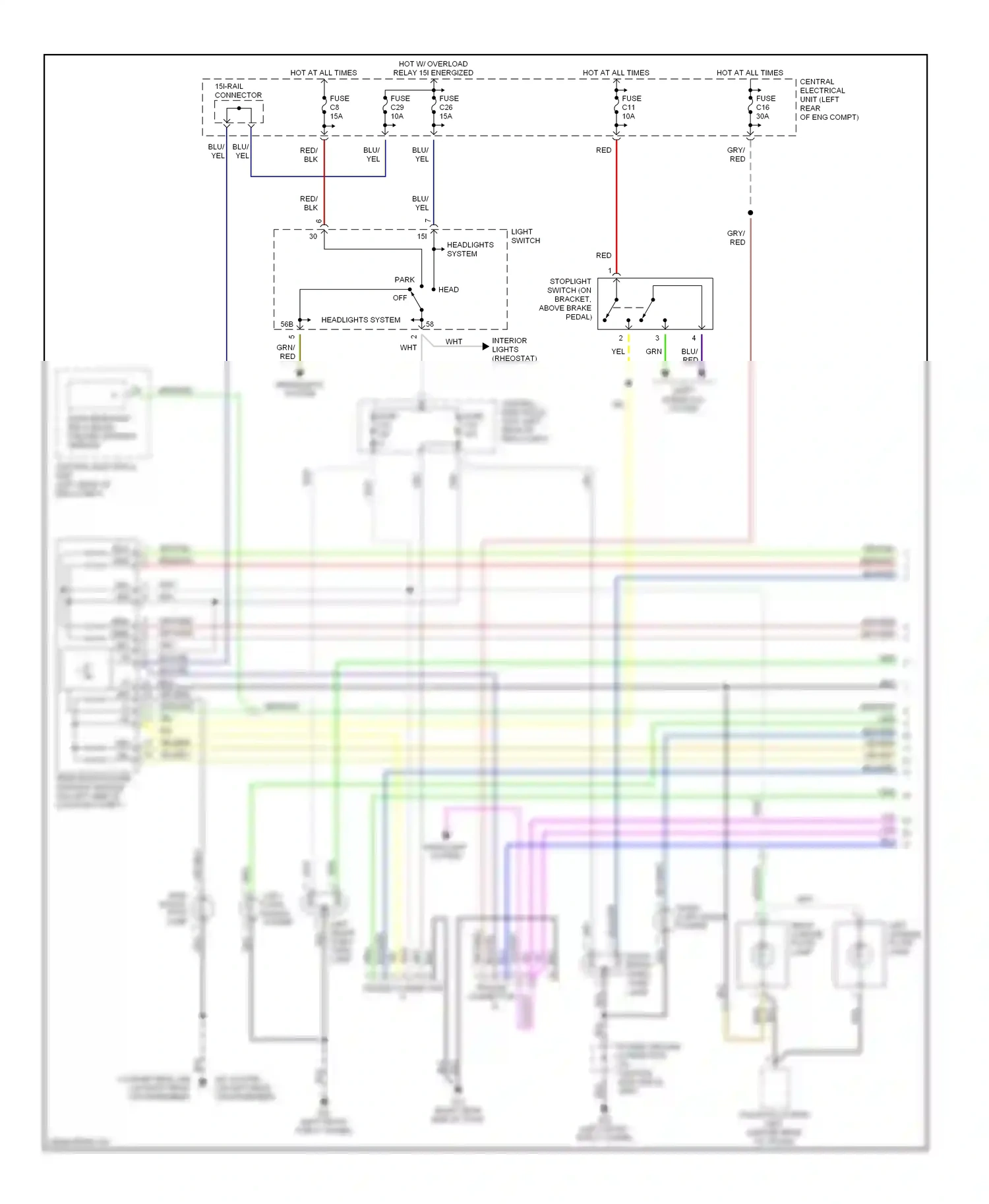 Volvo C70 I (1997-2005) shift interlock system wiring diagram  (1 of 1)