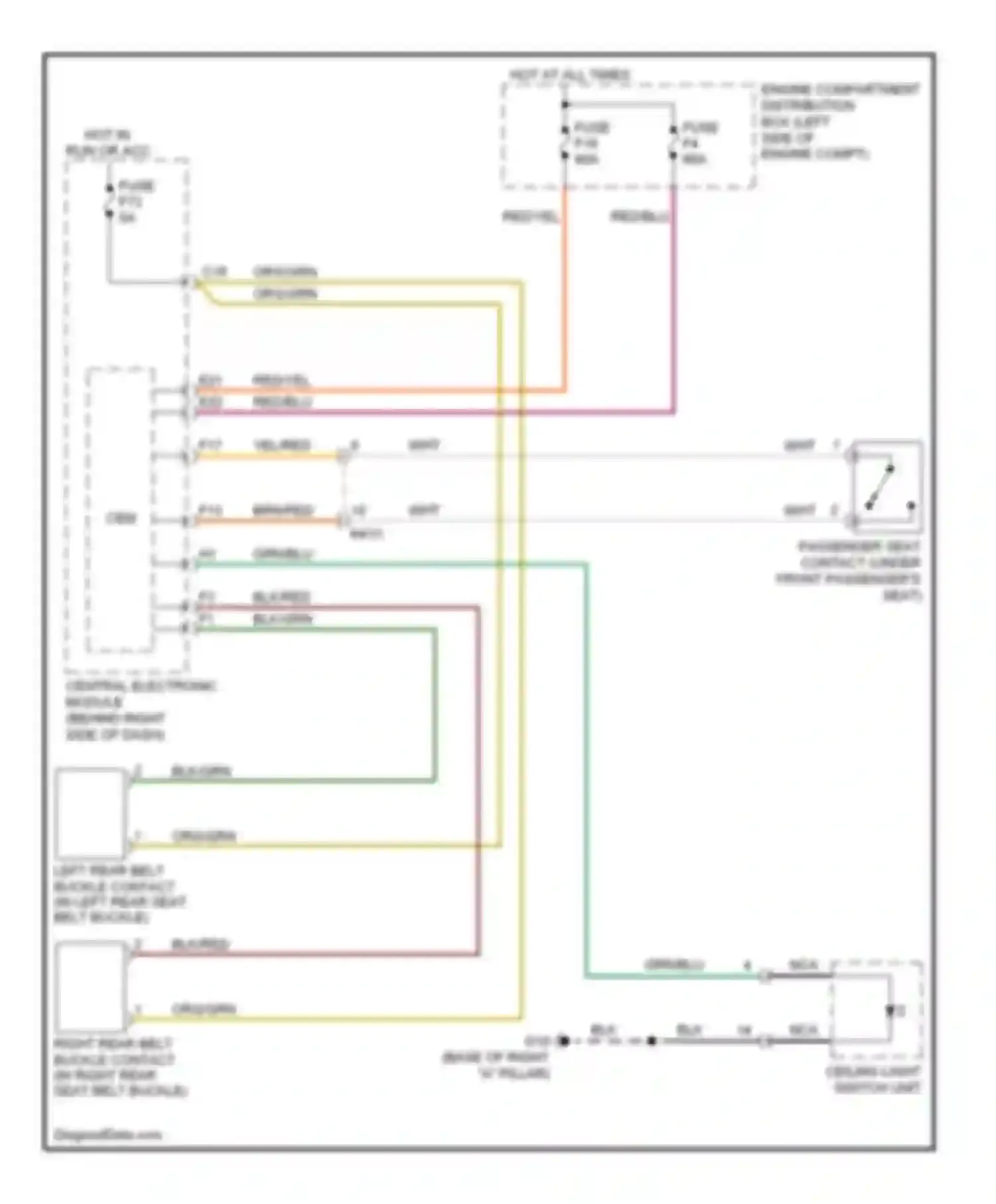 C70 Volvo II facelift (2009-2013): Warning systems circuit