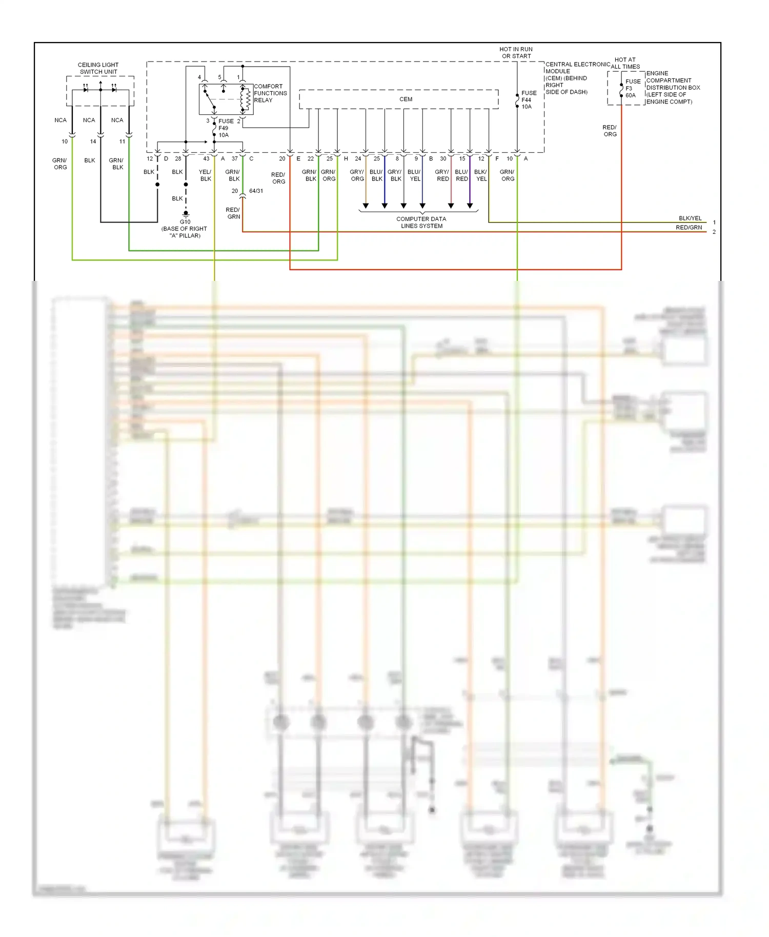 Volvo C70 II facelift (2009-2013) ceiling light switch unit wiring diagram  (3 of 4)
